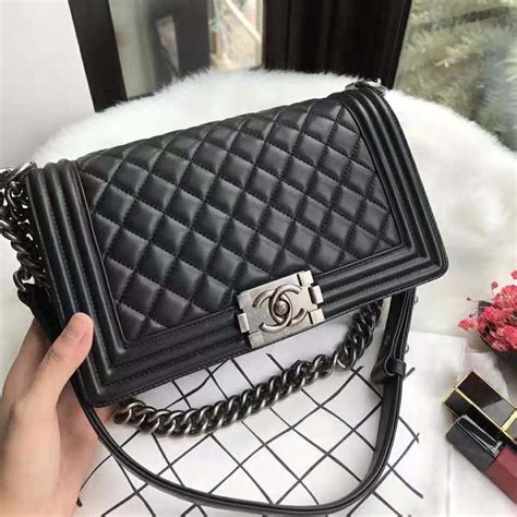 chanel boy bag caviar ruthenium|Large BOY CHANEL Handbag Calfskin & Ruthenium .